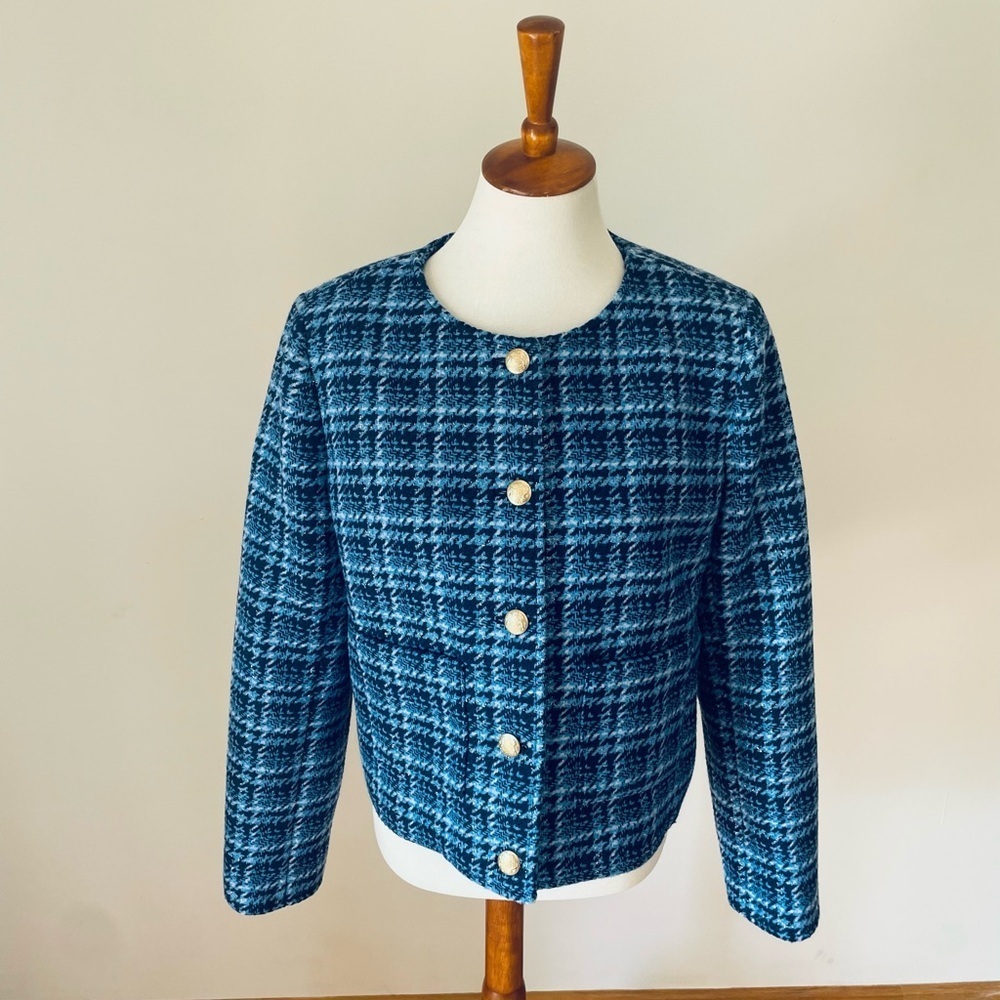 J. Crew Blue Plaid Blazer NWT Lady Day